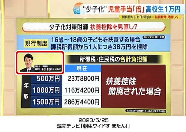 2023/5/25：読売テレビ「朝生ワイドす・またん！」