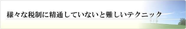 様々な税制に精通していないと難しいテクニック