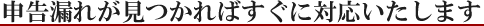 申告漏れが見つかればすぐに対応いたします